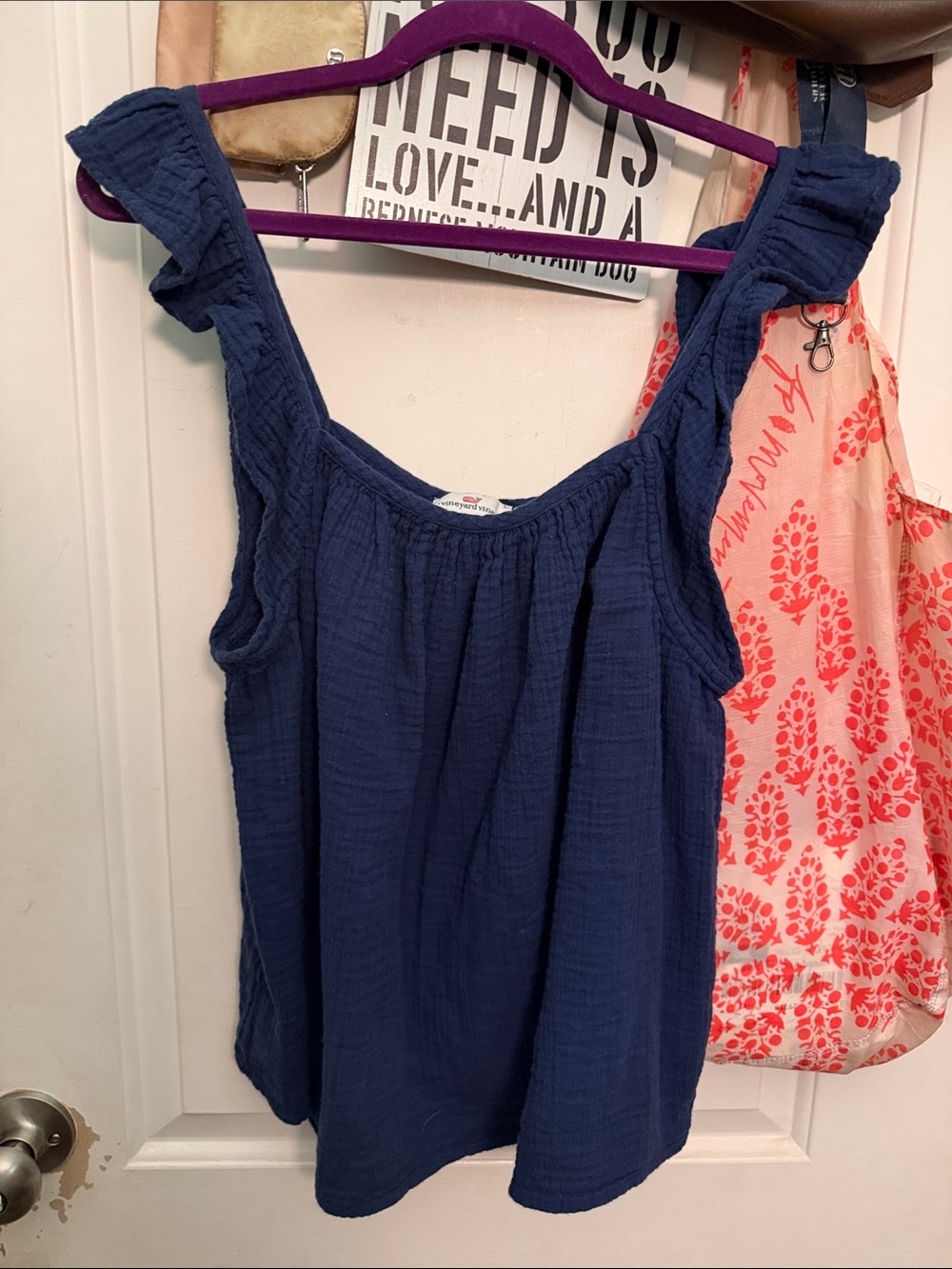 Vineyard Vines Navy Blue Cotton Gauze Tank Top